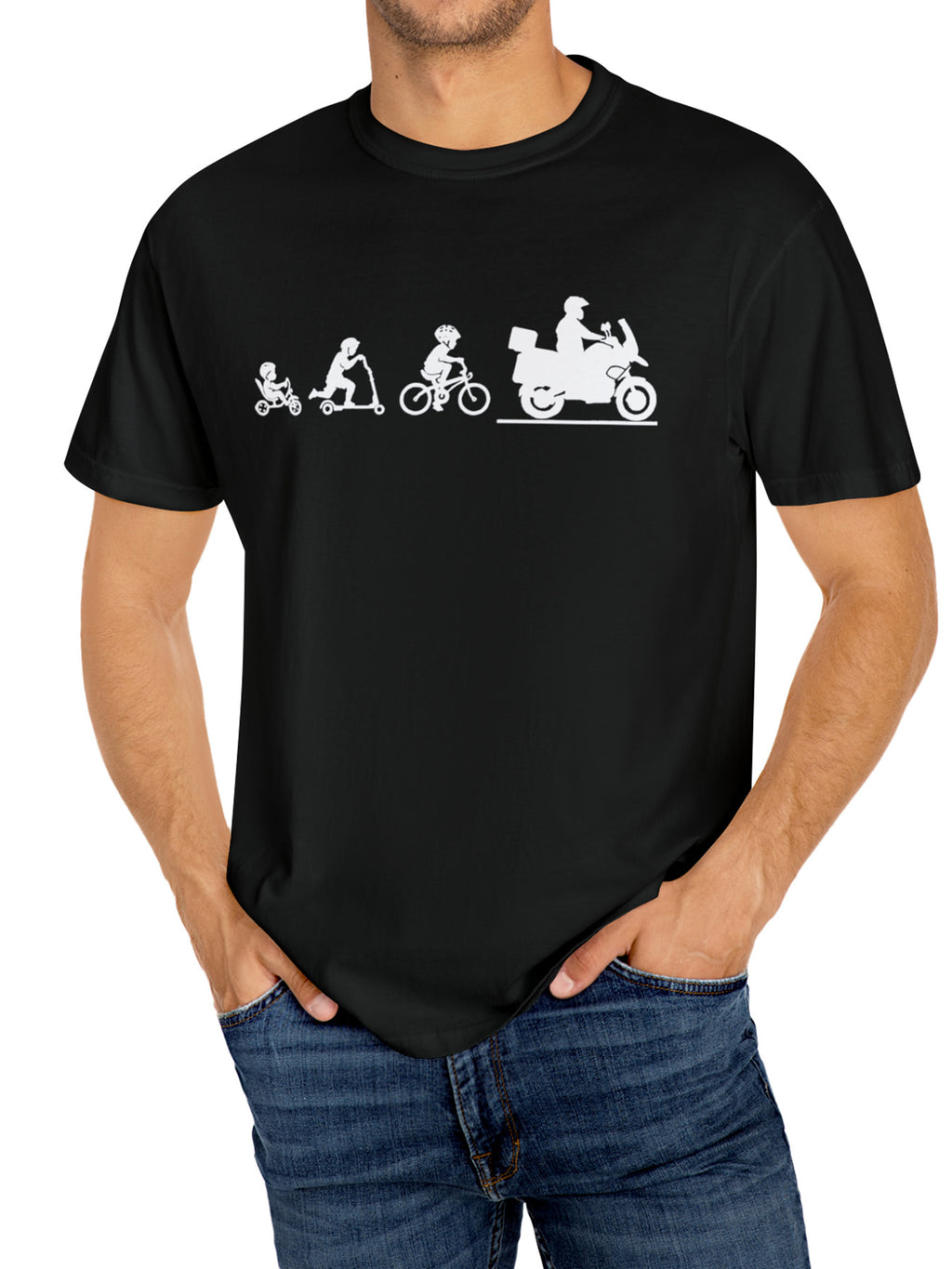 Men's Fashionable Motorcycle Printed Sports T-shirt, Summer Casual Elastic Round Neck T-shirt