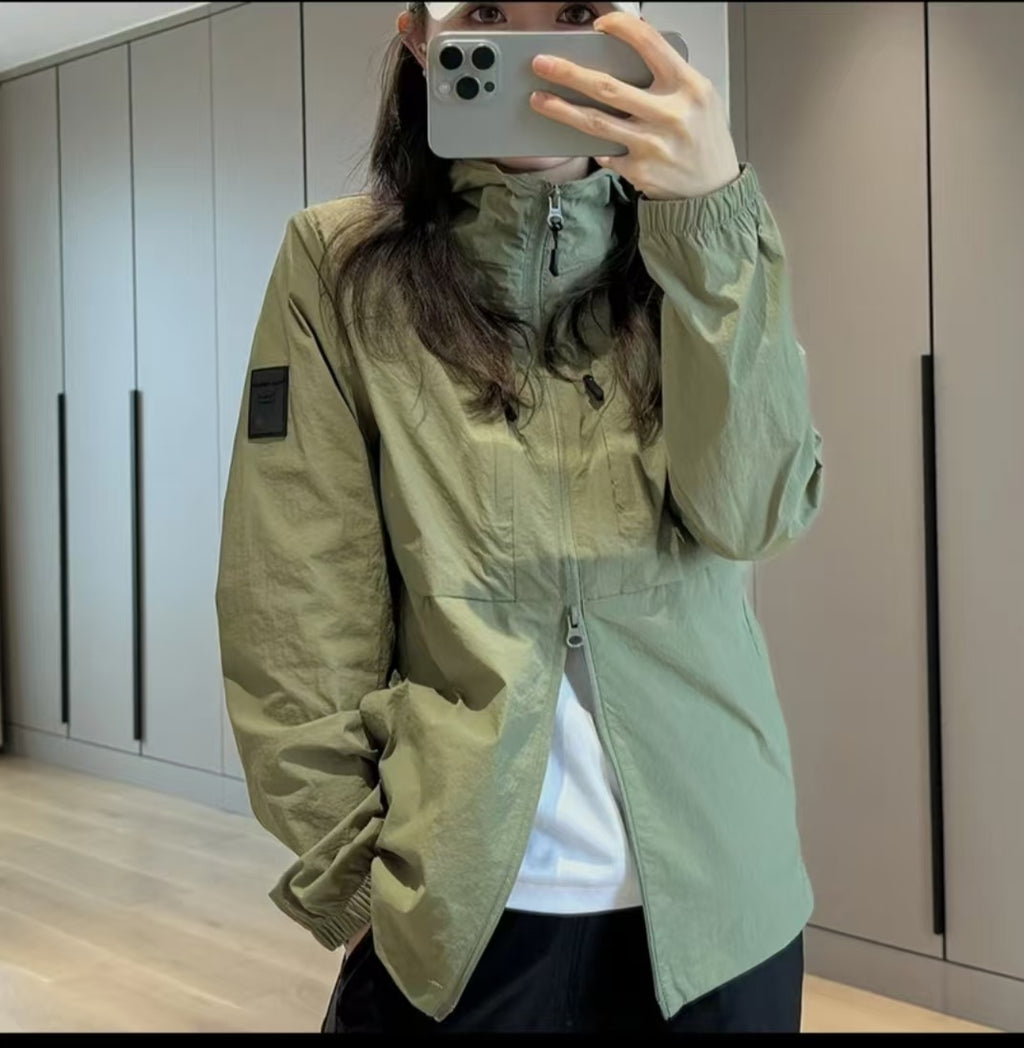 Summer Outdoor Softshell Sun Protection Jacket  Sporty Style, Lightweight & Water-Resistant Breathable, Casual Outdoor Hoodie Thin Design For Hiking & Climbing
