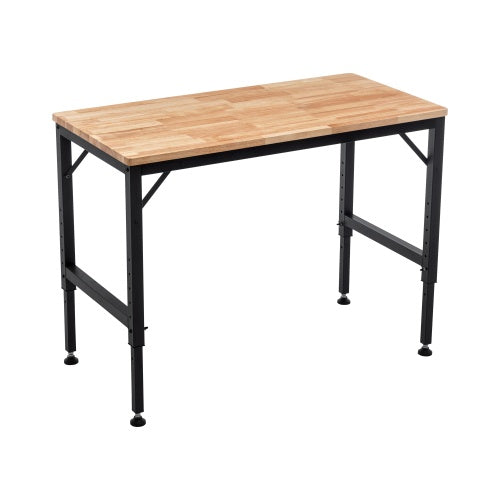 48 Heavy Duty Adjustable Workbench For Garage  Rubber Wood Shop Table W Rubber Pads  Hardwood Workstation Weight Capacity Over 2000 Lbs
