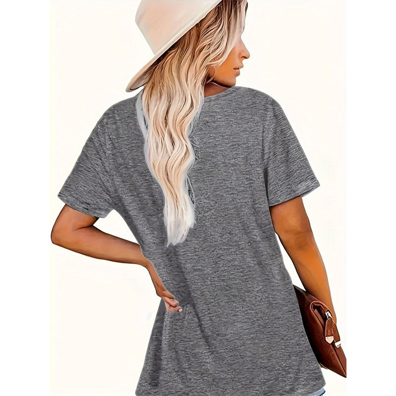Women's Tiger With Glasses Blow Bubbles Print Round Neck T-Shirt - Summer Casual Tee