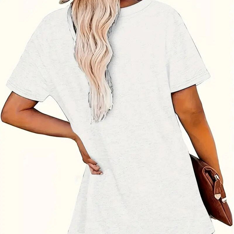 Women's Round Neck American Flag Lips & Stars Print Summer Top, Casual Comfortable Short Sleeve Tee