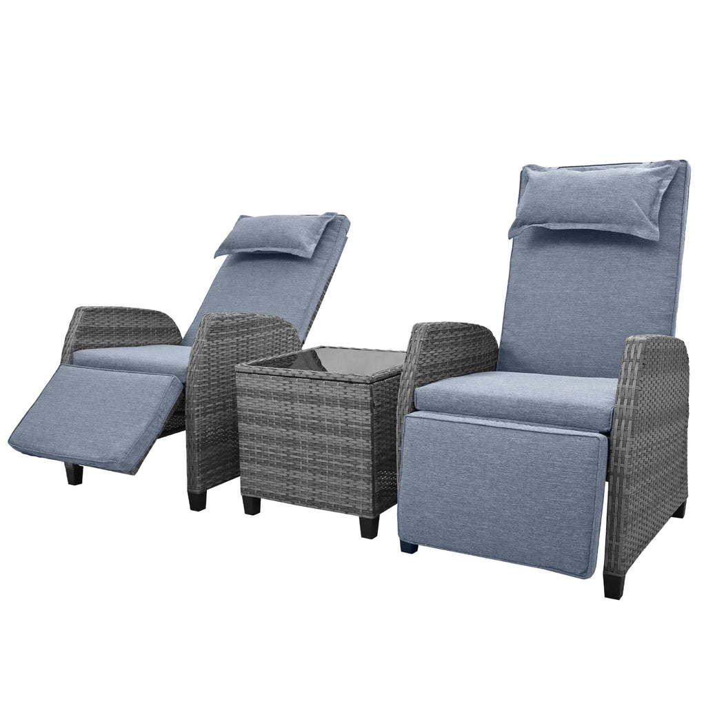 Outdoor Rattan 2-Person Seating Set with Coffee Table - Courtyard Furniture