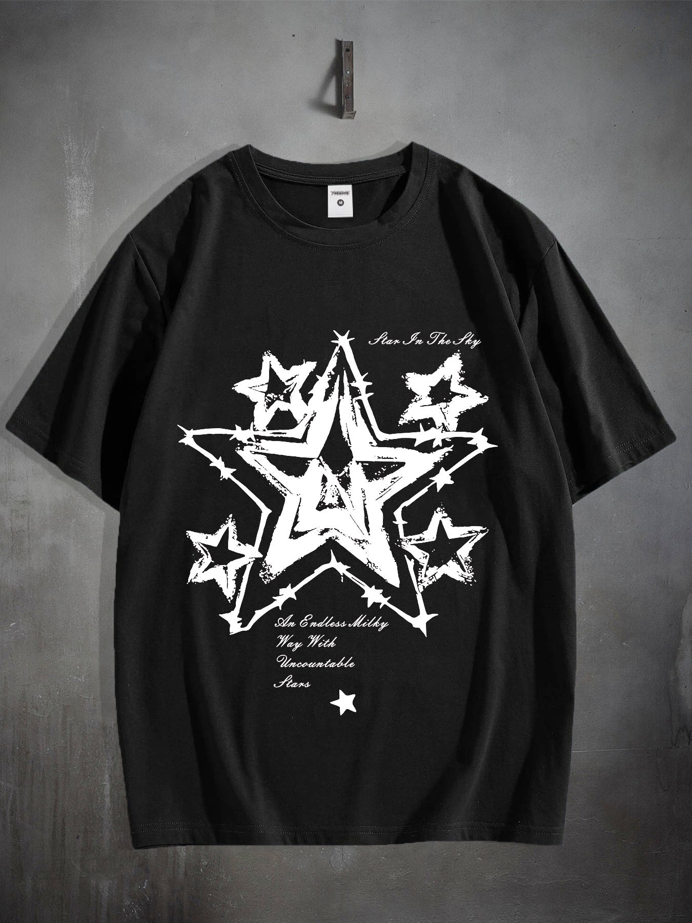 Simple Stars Pattern Print Men's Round Neck Short Sleeved T-shirt, A Comfortable Multifunctional Top For Summer, Suitable For Outdoor Fitness And Daily Wear