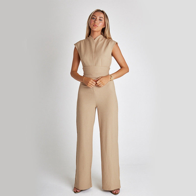 Ladies V-neck Casual Wide Leg Long