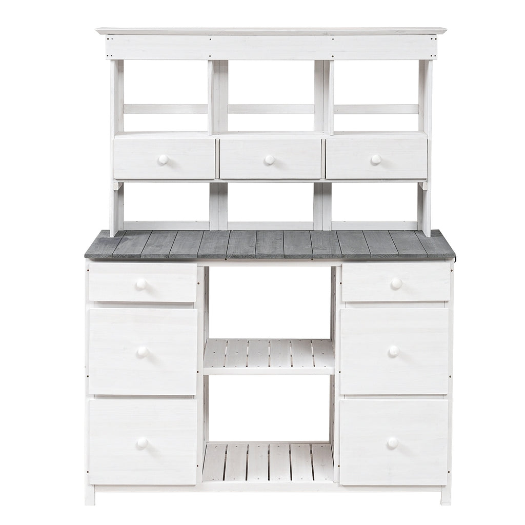 TOPMAX Garden Potting Bench Table - Rustic Design with Multiple Drawers