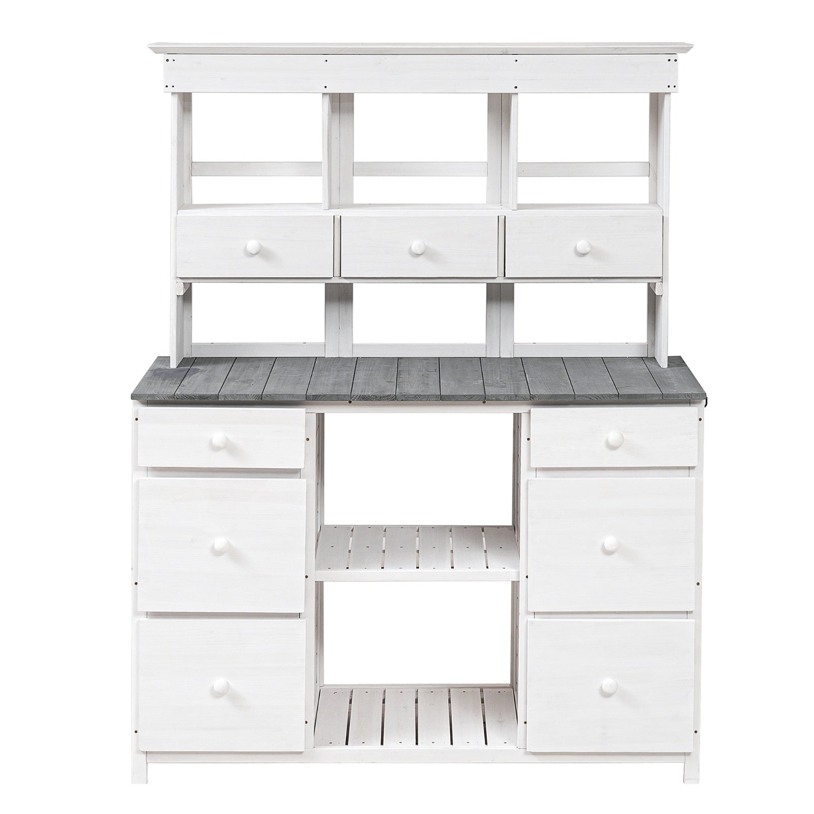 TOPMAX Garden Potting Bench Table - Rustic Design with Multiple Drawers
