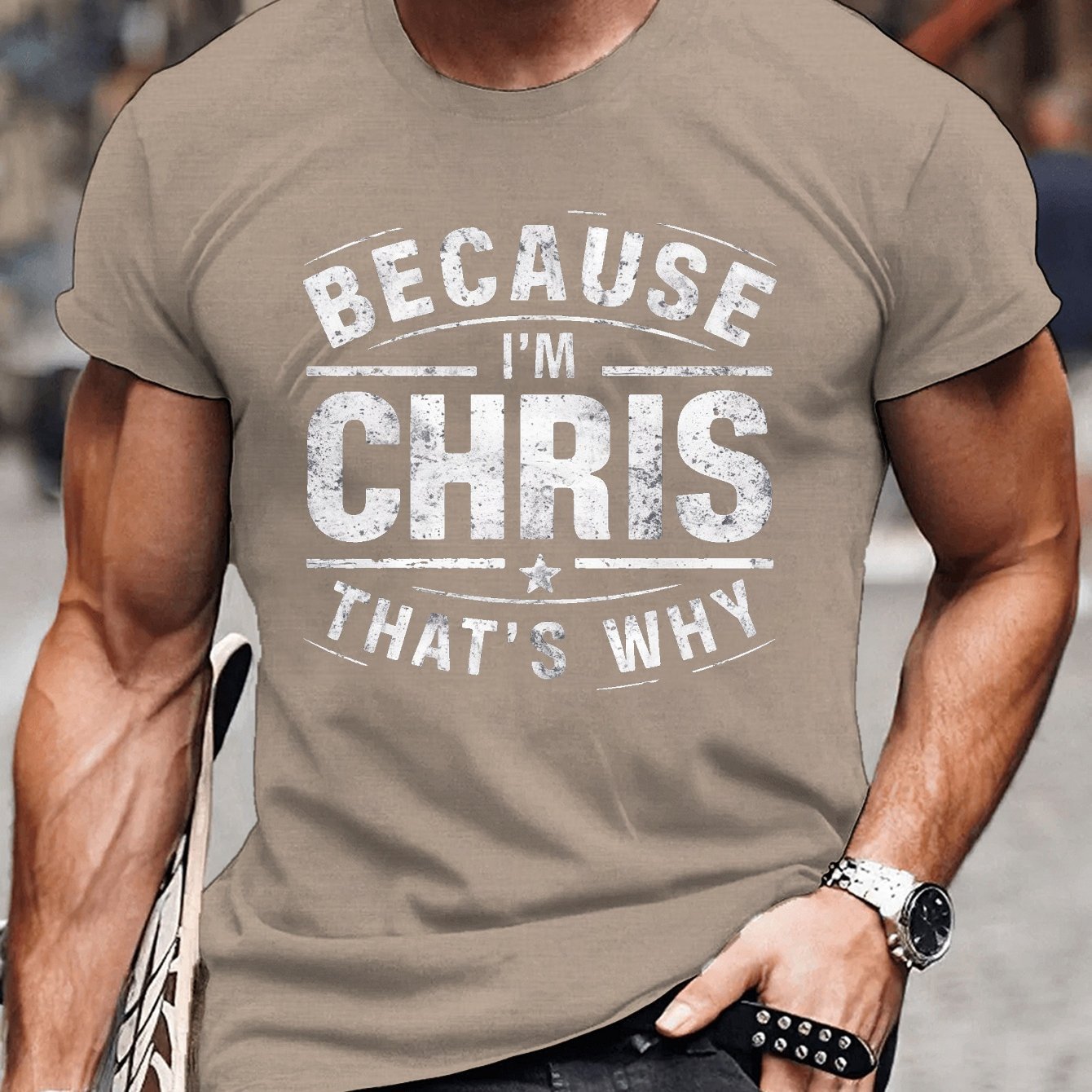 Chris Illustrated Printed Casual Short Sleeved T-shirt, Men's Round Neck Multifunctional Summer Outdoor Top