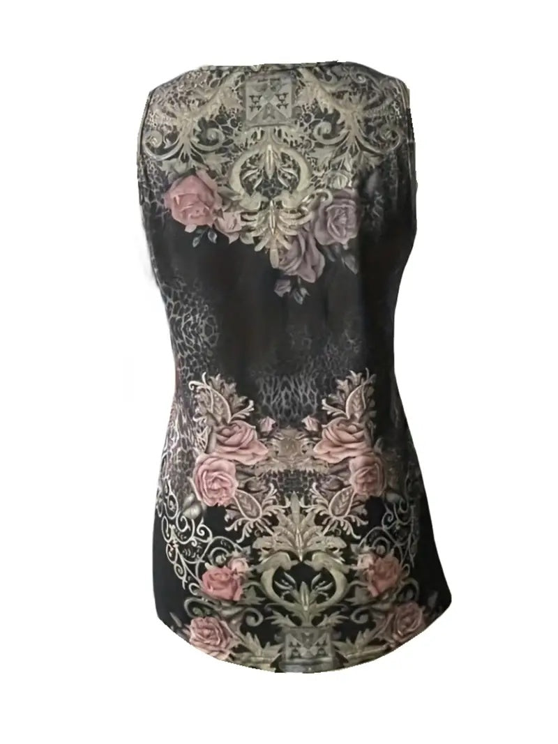 Summer New Casual Sleeveless Top Floral Print Fashion Tank