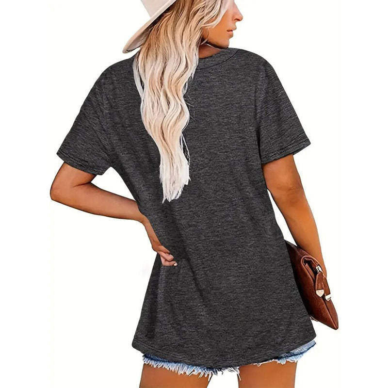 Women's Sun & Moon & Lotus Print T-shirt, Casual Short Sleeve Crew Neck Top For Spring & Summer