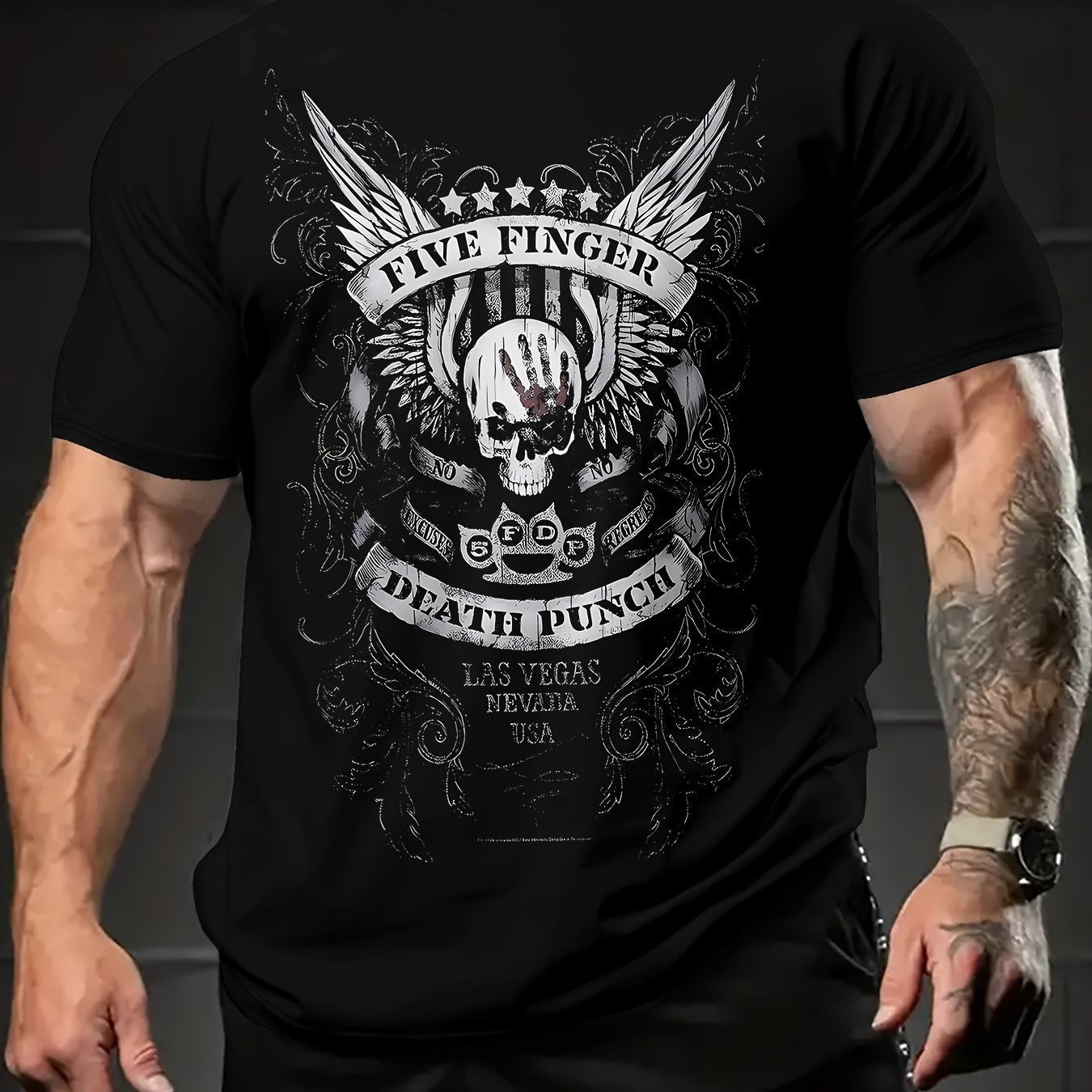 Vintage Letter And Skull Print Round Neck Short Sleeved T-shirt For Men, Casual Summer T-shirt, Suitable For Daily Wear And Vacation Destinations