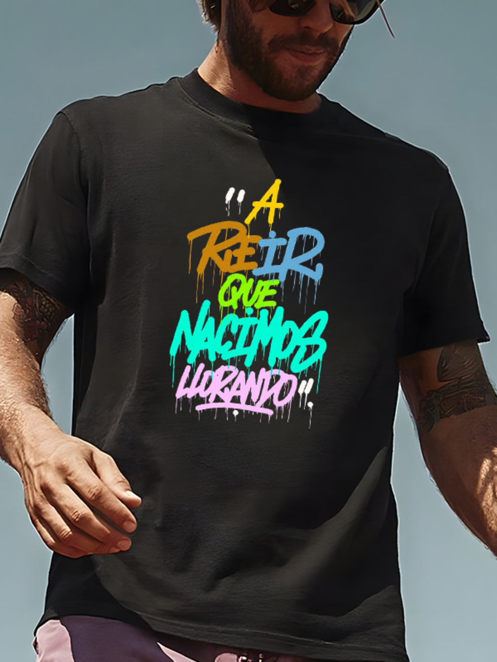How Were We Born Round Neck Printed T-shirt, Casual Short Sleeved Top, Spring And Summer Personalized And Comfortable Unisex Men