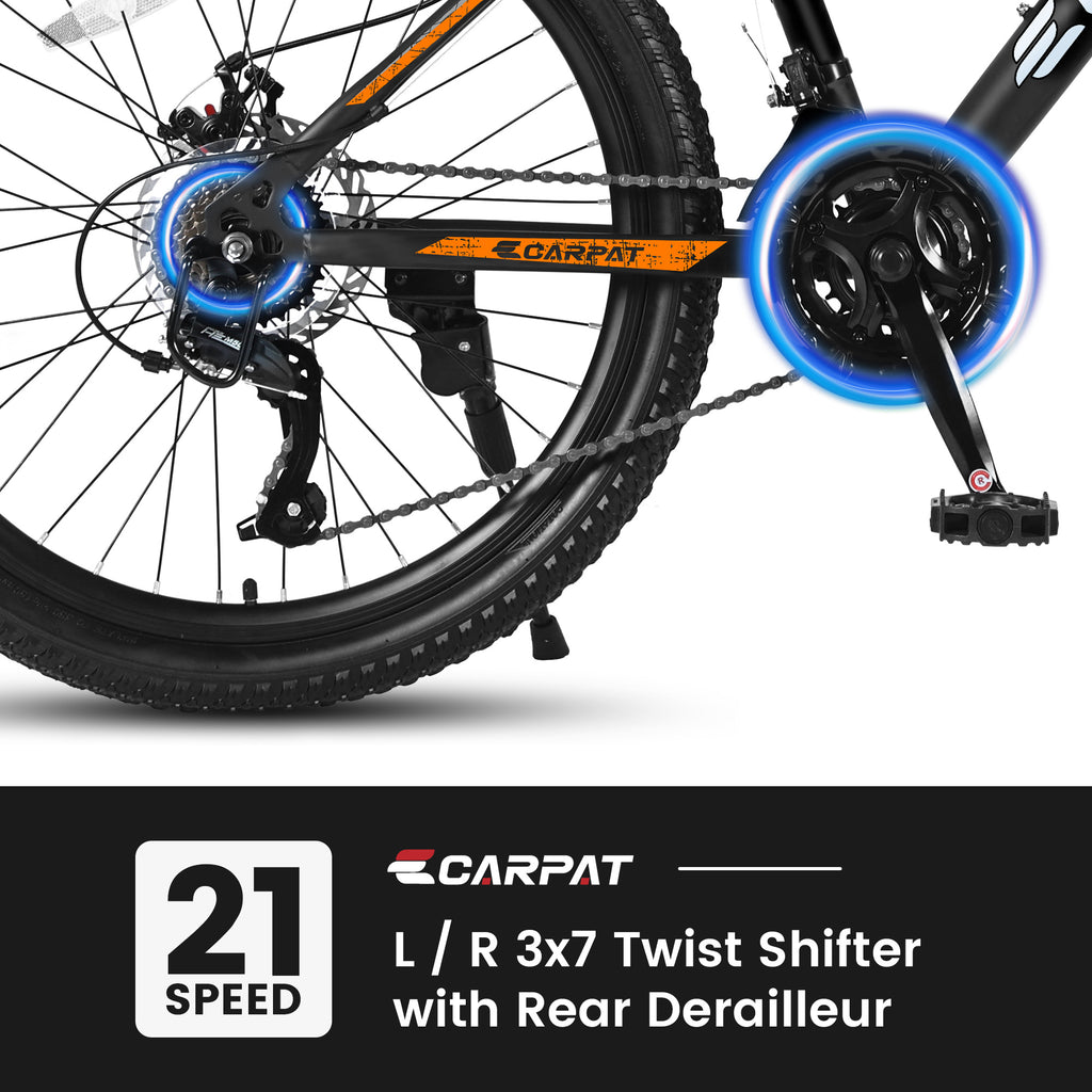 S26102 26 Inch Mountain Bike, Shimano 21 Speeds With Mechanical Disc Brakes, High-Carbon Steel Frame, Suspension Bikes Mountain Bicycle For Teenagers