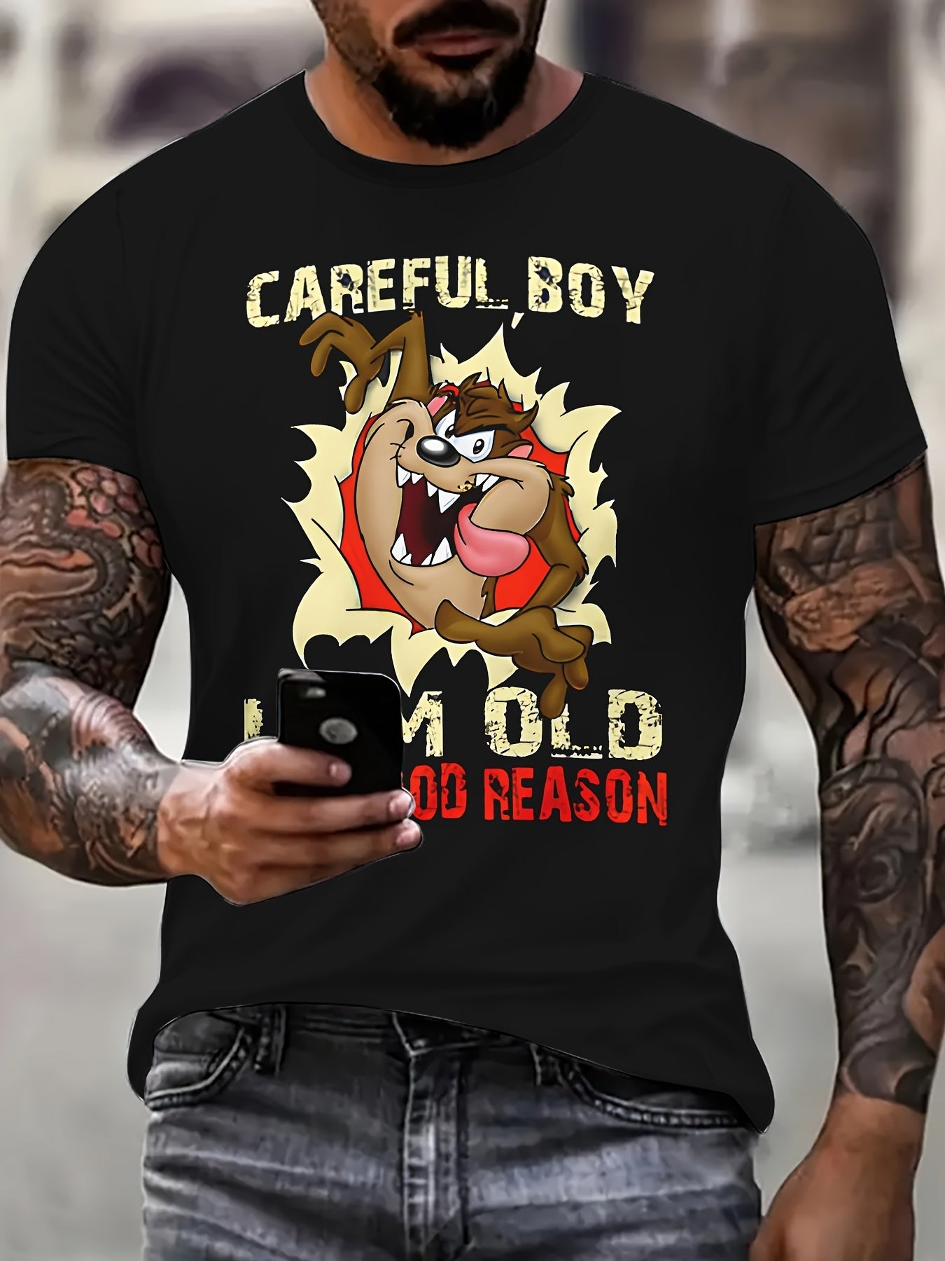 Men's Squirrel Printed T-shirt - Casual Round Neck, Short Sleeve, Summer Outdoor Shirt, Breathable Polyester Fiber