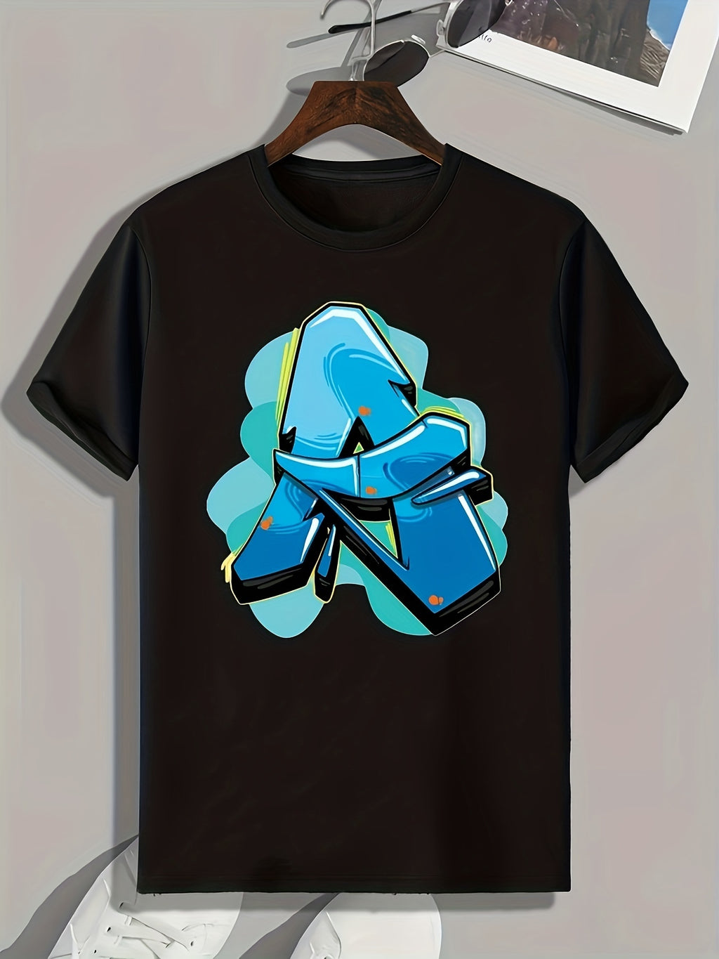 Abstract Letter A Print, Men's Pattern T-shirt, Summer Casual Comfortable T-shirt, Men's Clothing