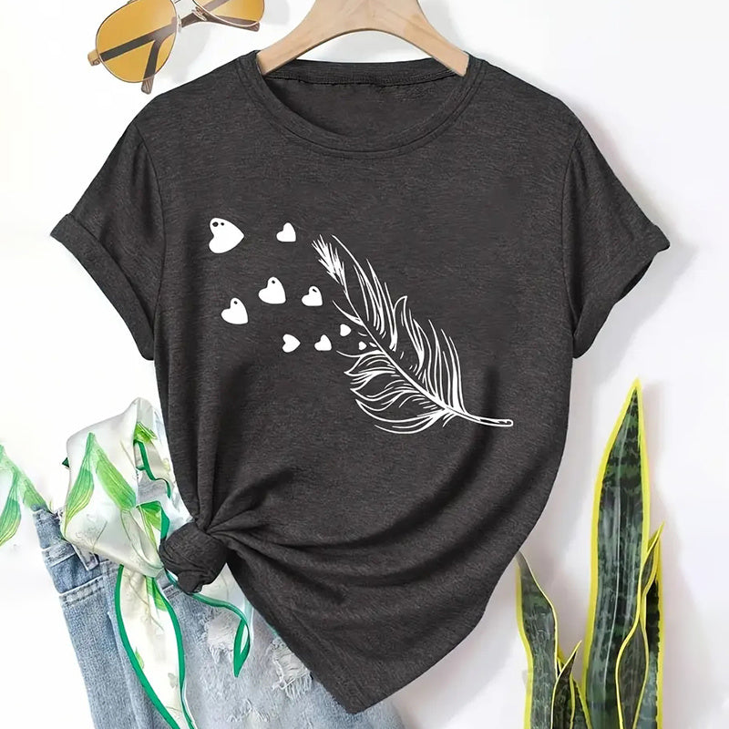 5 Pack Women's Round Neck Short Sleeve Tops - Floral Print Summer Casual Tee Set