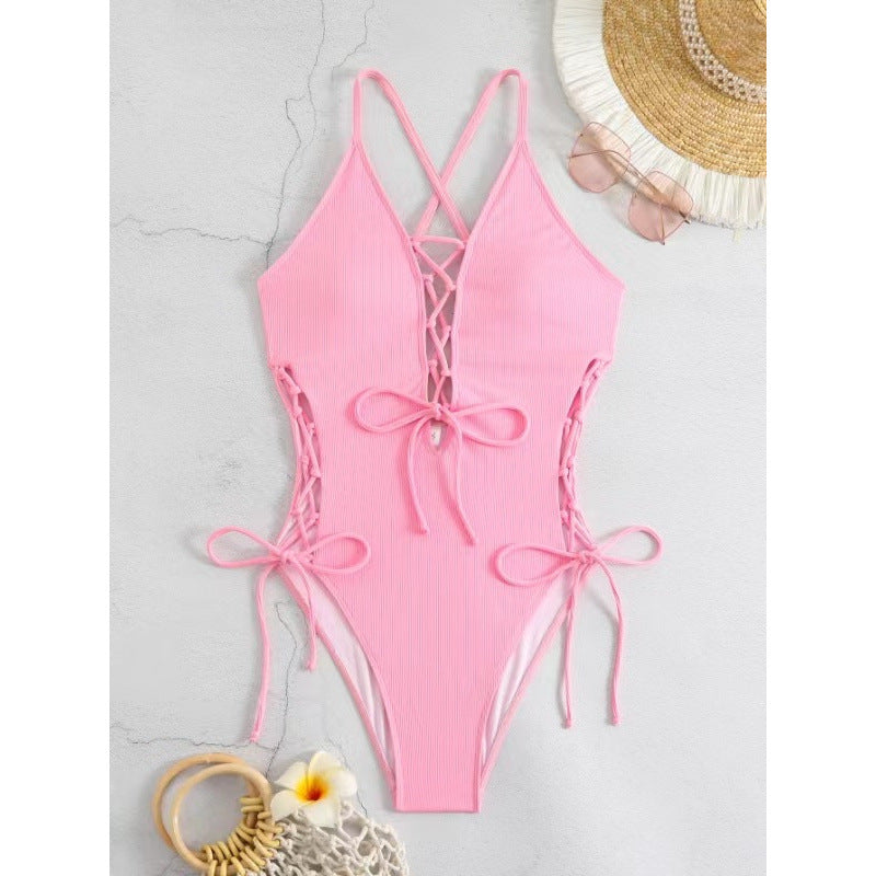 European And American Sexy Backless Siamese Bikini Swimsuit