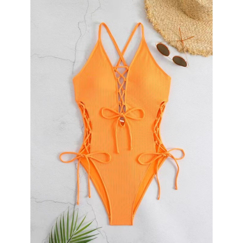 European And American Sexy Backless Siamese Bikini Swimsuit