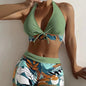 Women Spliced Lace Up Sporty fit Bra and Shorts