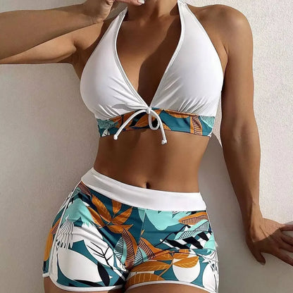Women Spliced Lace Up Sporty fit Bra and Shorts