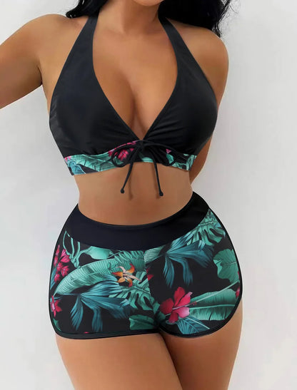 Women Spliced Lace Up Sporty fit Bra and Shorts