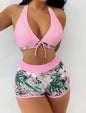 Women Spliced Lace Up Sporty fit Bra and Shorts