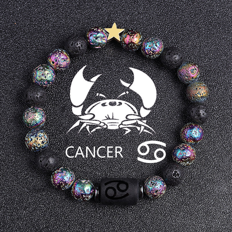European And American Twelve Constellation Natural Stone Beaded Bracelet