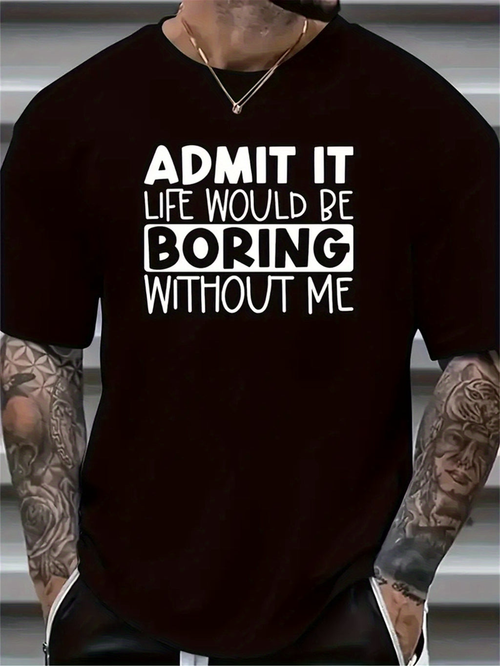 Men's Creative Tops, Casual Short Sleeved Round Neck T-shirts, Summer Outdoor Men's Clothing