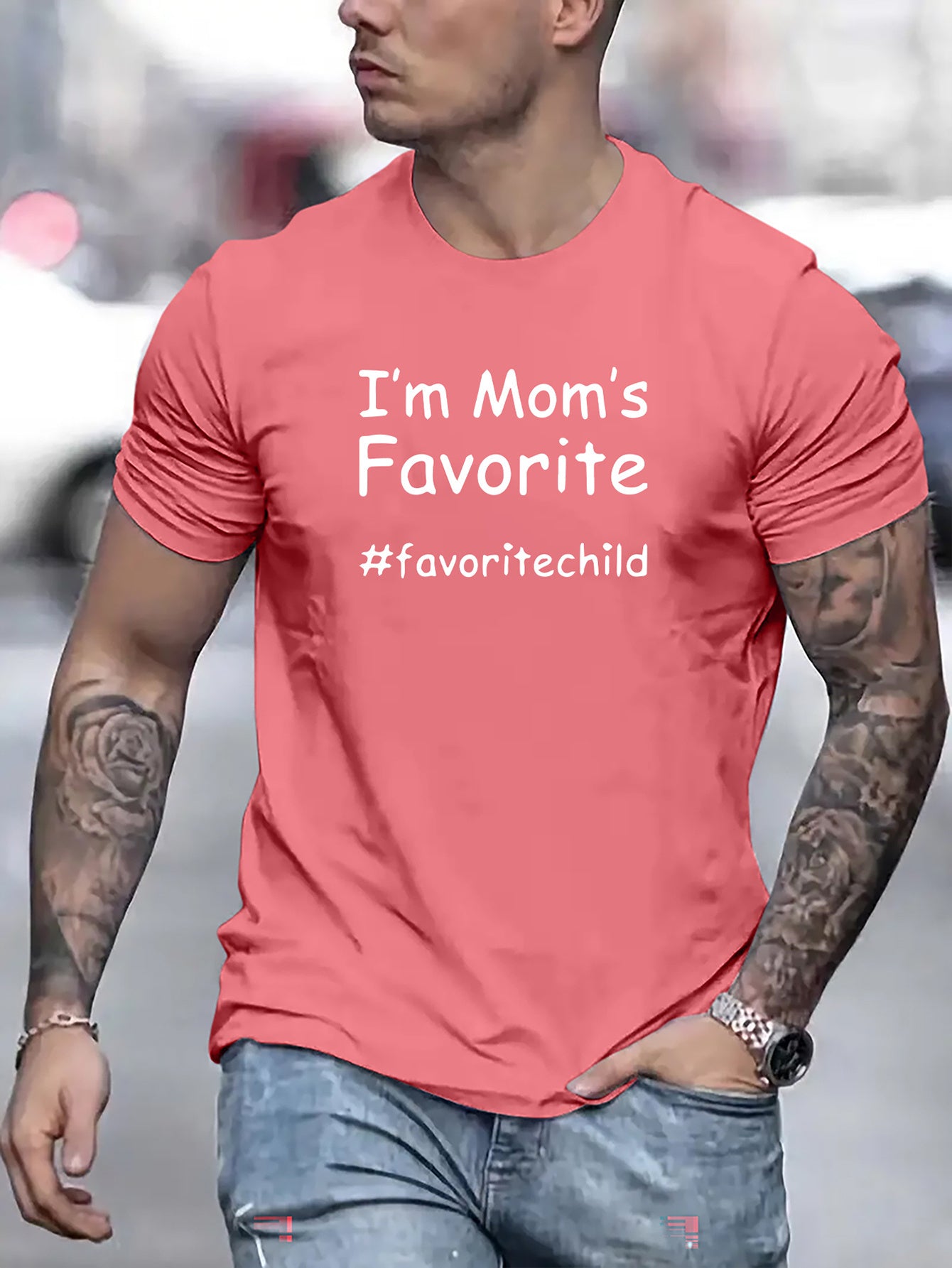 I Am My Mom's Favorite Children's Letter Printed Casual Round Neck Men's Short Sleeved Shirt, Quick Drying Comfortable Casual Summer T-shirt, Suitable For Daily Wear, Exercise And Vacation Destination