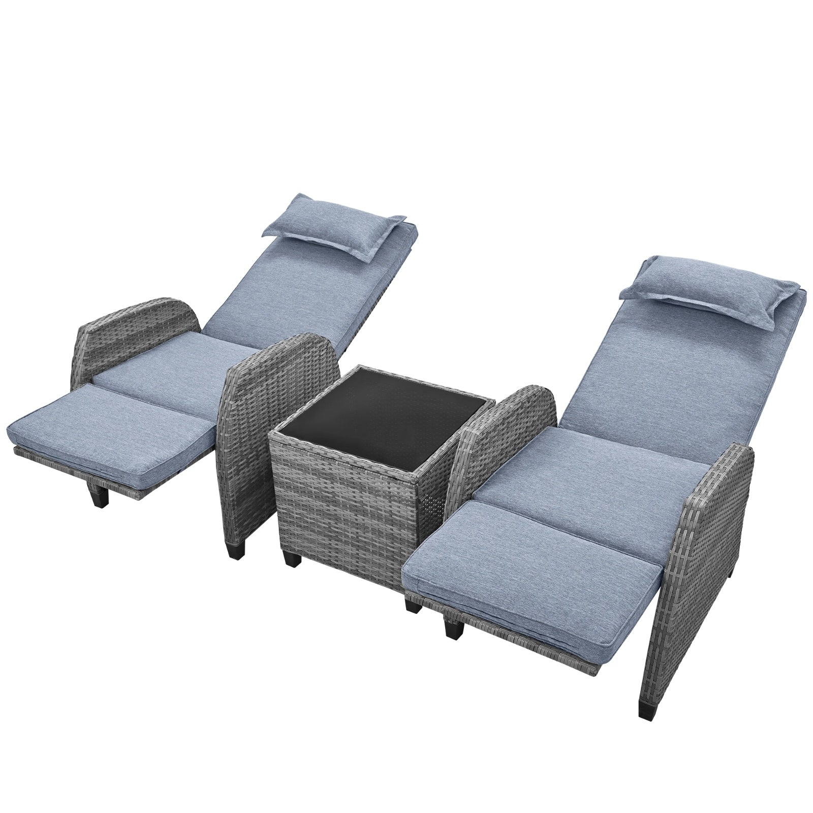 Outdoor Rattan 2-Person Seating Set with Coffee Table - Courtyard Furniture