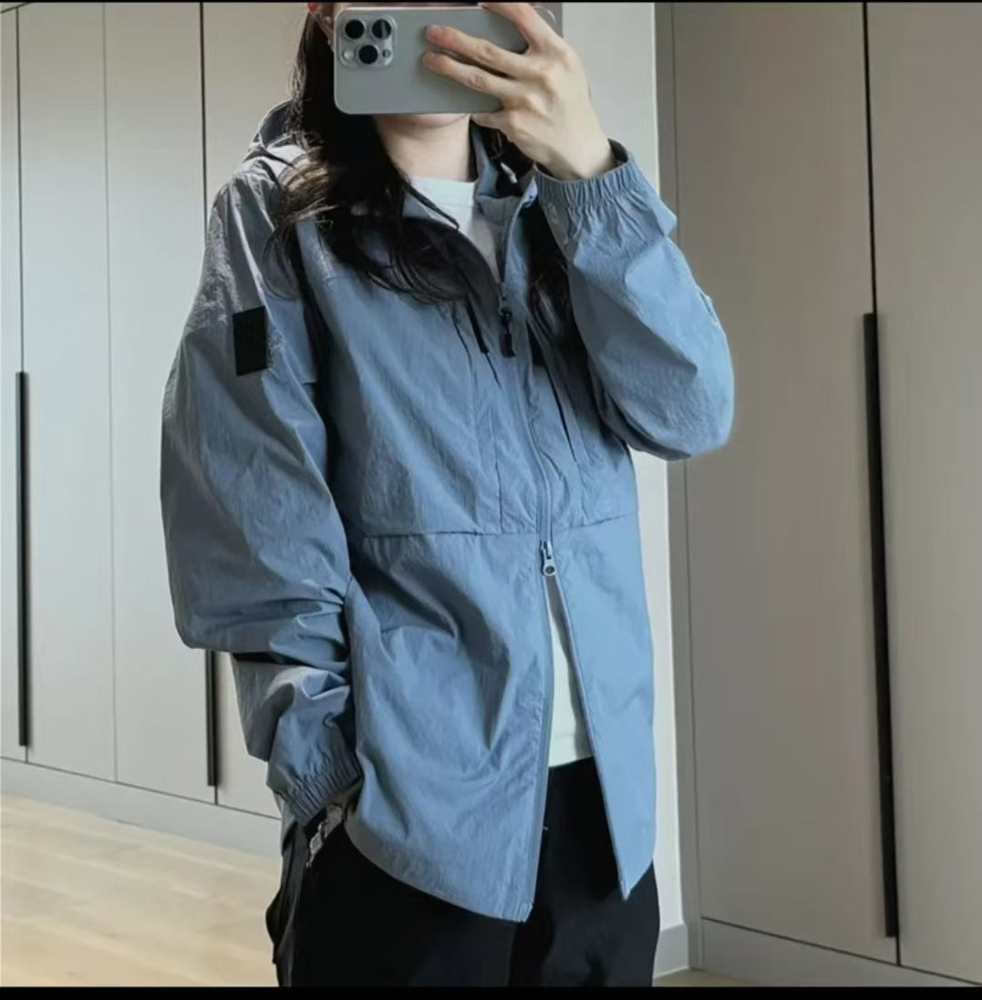 Summer Outdoor Softshell Sun Protection Jacket  Sporty Style, Lightweight & Water-Resistant Breathable, Casual Outdoor Hoodie Thin Design For Hiking & Climbing