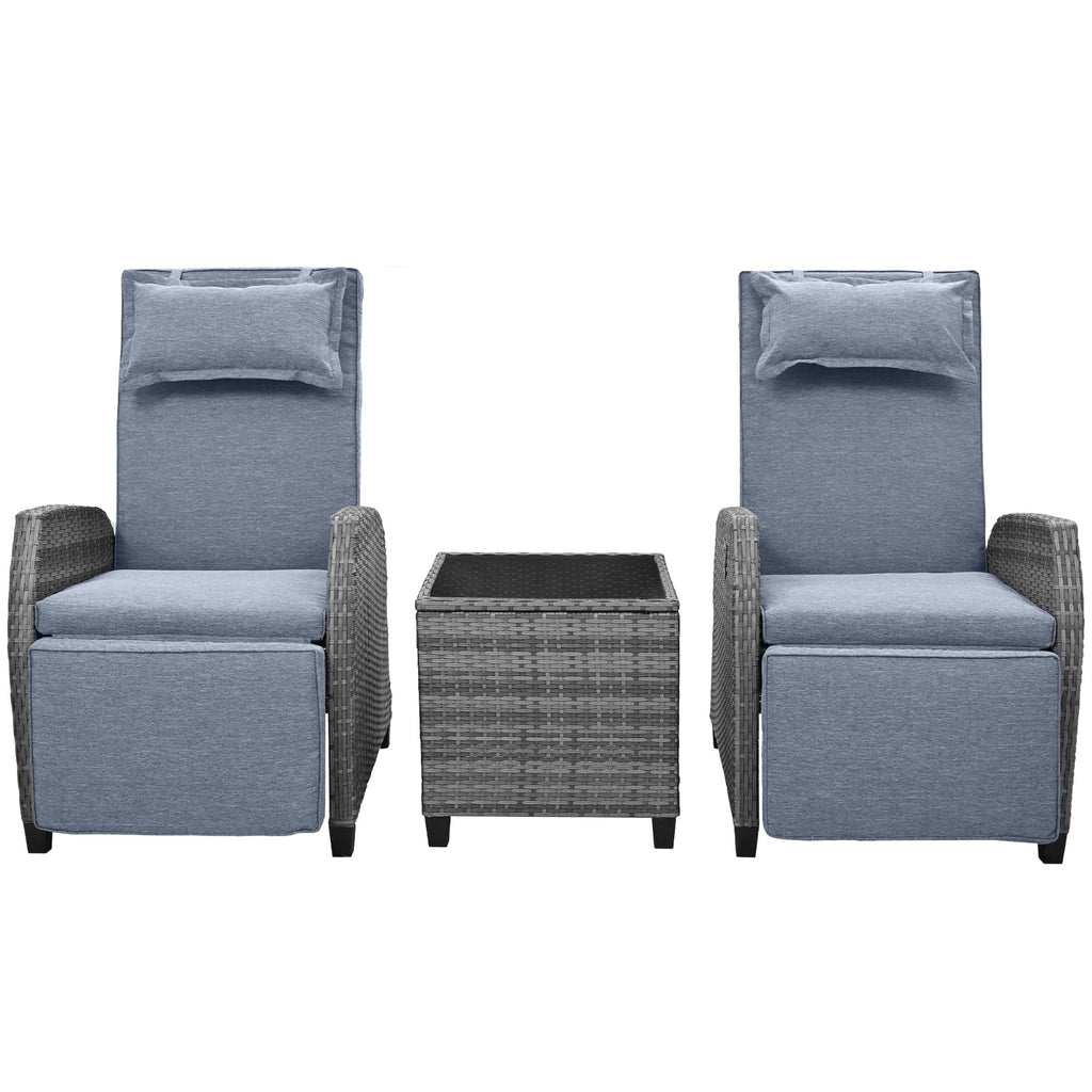 Outdoor Rattan 2-Person Seating Set with Coffee Table - Courtyard Furniture