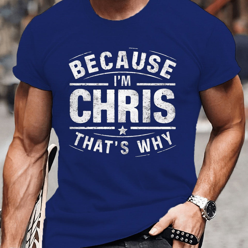 Chris Illustrated Printed Casual Short Sleeved T-shirt, Men's Round Neck Multifunctional Summer Outdoor Top