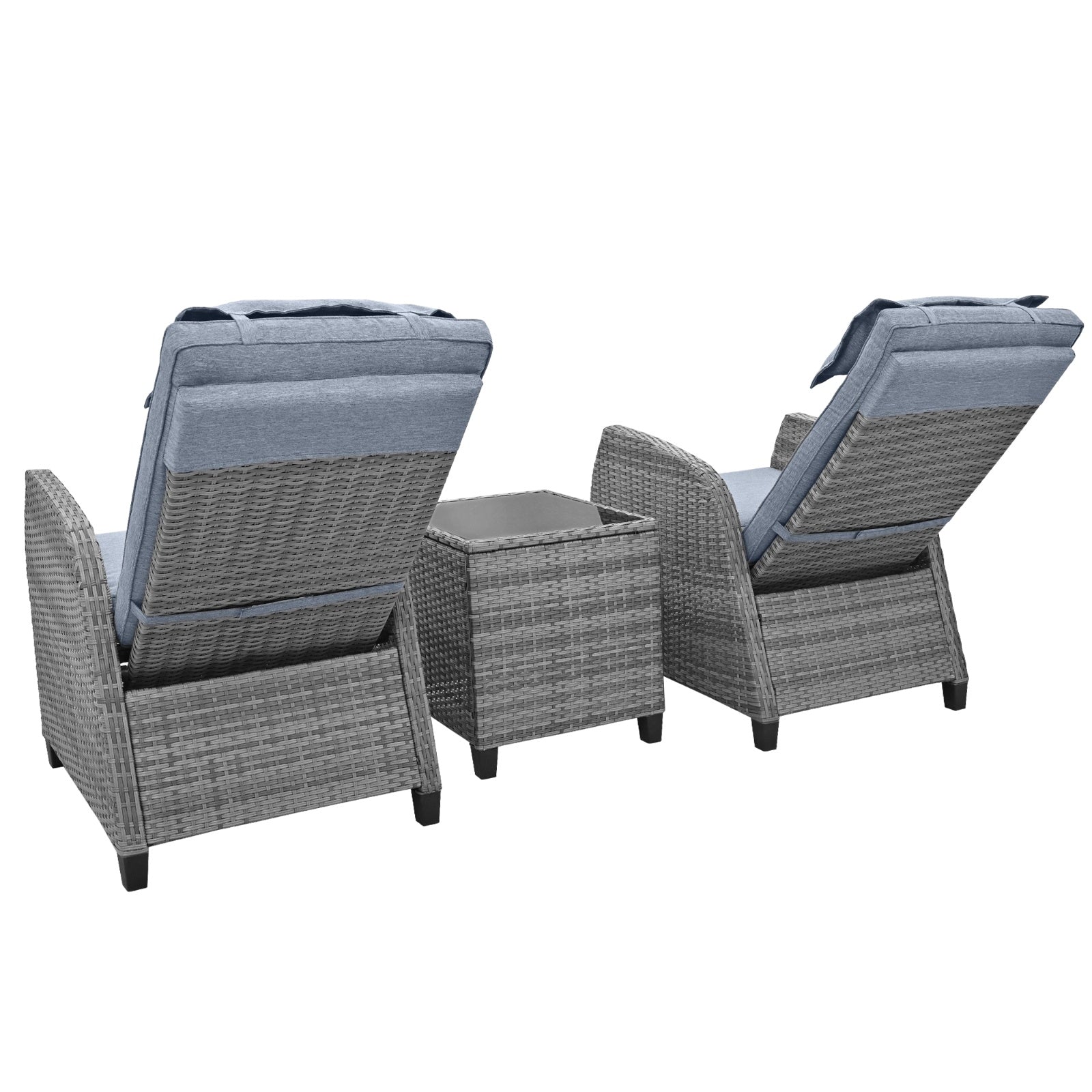 Outdoor Rattan 2-Person Seating Set with Coffee Table - Courtyard Furniture