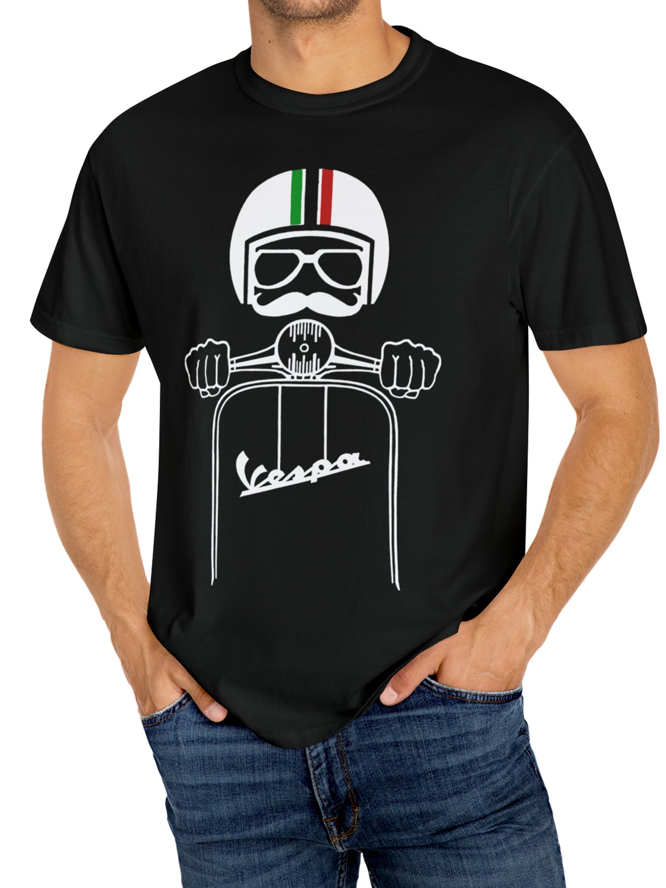 Motorcycle Rider Printed Comfortable T-shirt, Men's Casual Street Style Elastic Round Neck T-shirt For Summer