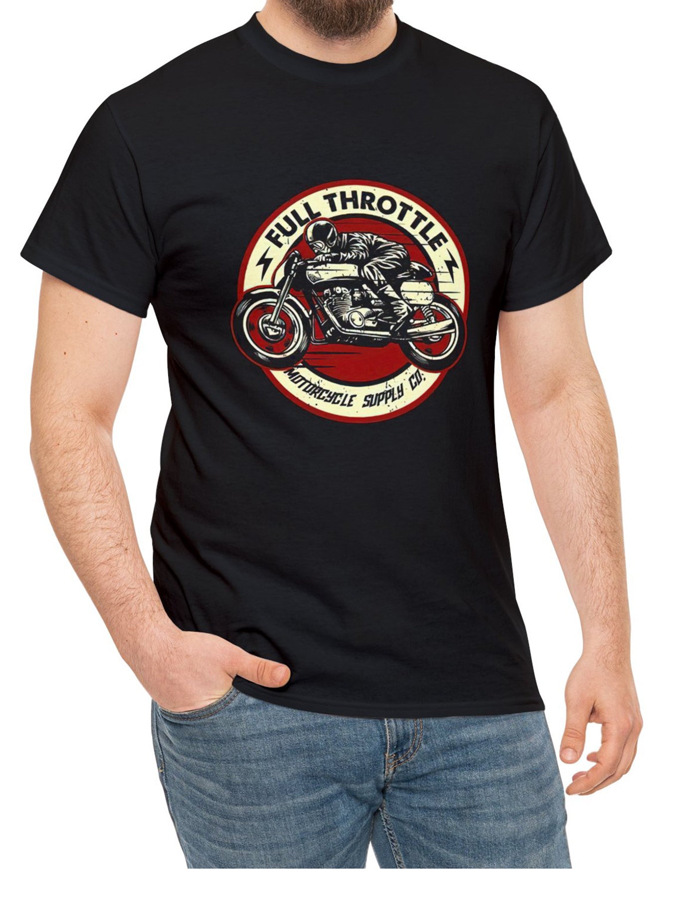 Summer Street Style Elastic Round Neck T-shirt, Comfortable T-shirt With Bicycle Pattern Printed, Men's Casual Style