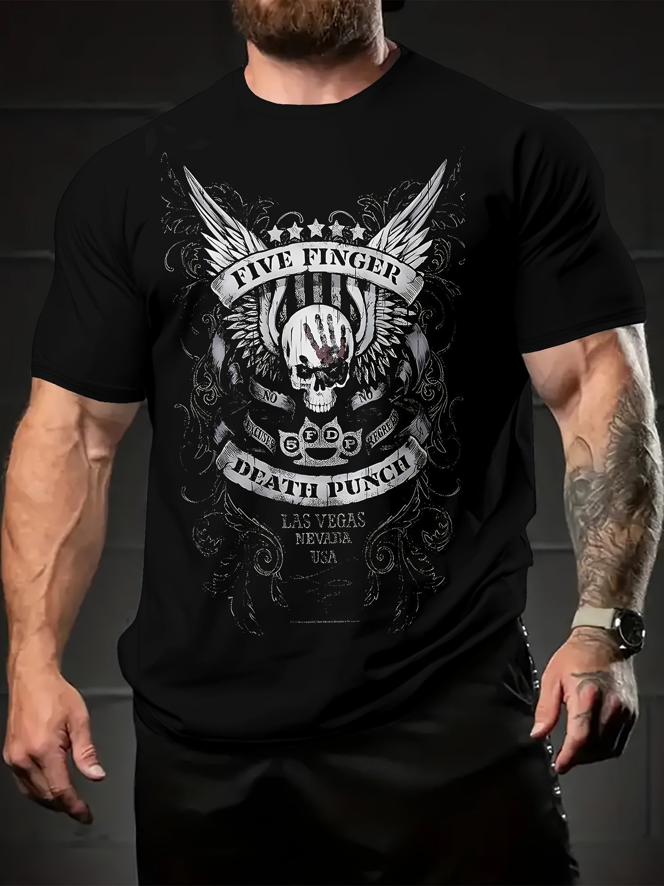 Vintage Letter And Skull Print Round Neck Short Sleeved T-shirt For Men, Casual Summer T-shirt, Suitable For Daily Wear And Vacation Destinations