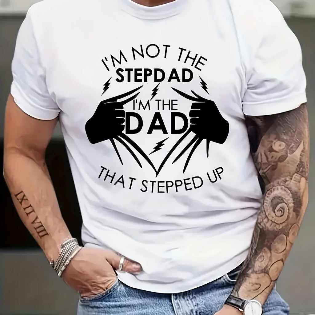 Stand Up Dad Stepfather T-shirt, Men's T-shirt, Summer, Spring, Autumn Casual Short Sleeved T-shirt, Top As Gifts