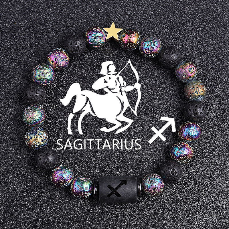 European And American Twelve Constellation Natural Stone Beaded Bracelet