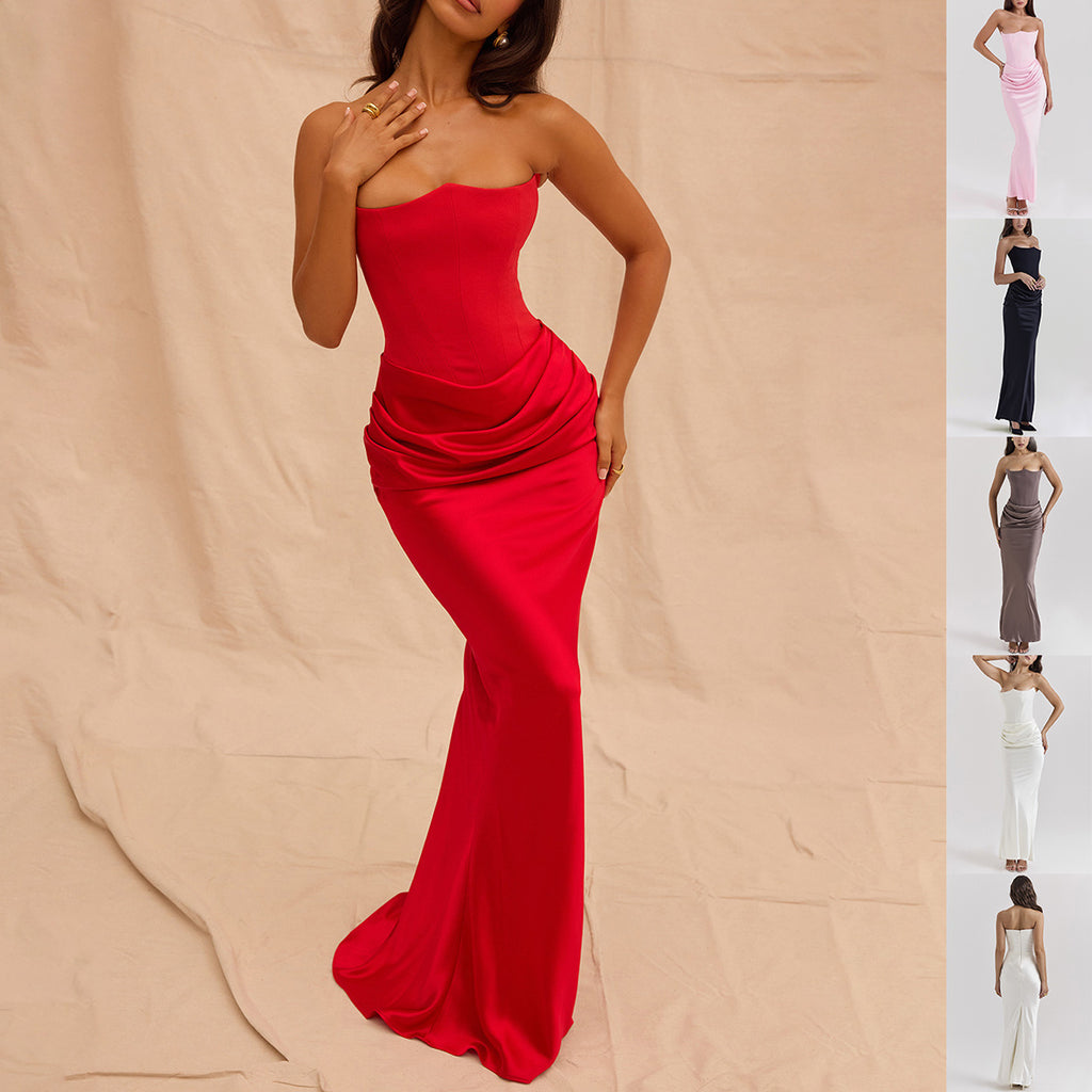 Slim Tube Top Long Dress Fashion