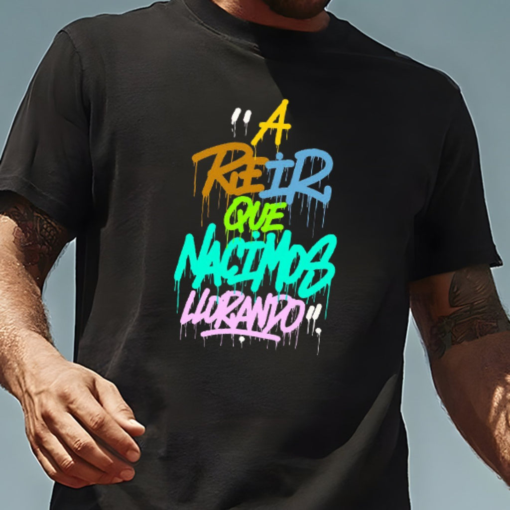 How Were We Born Round Neck Printed T-shirt, Casual Short Sleeved Top, Spring And Summer Personalized And Comfortable Unisex Men