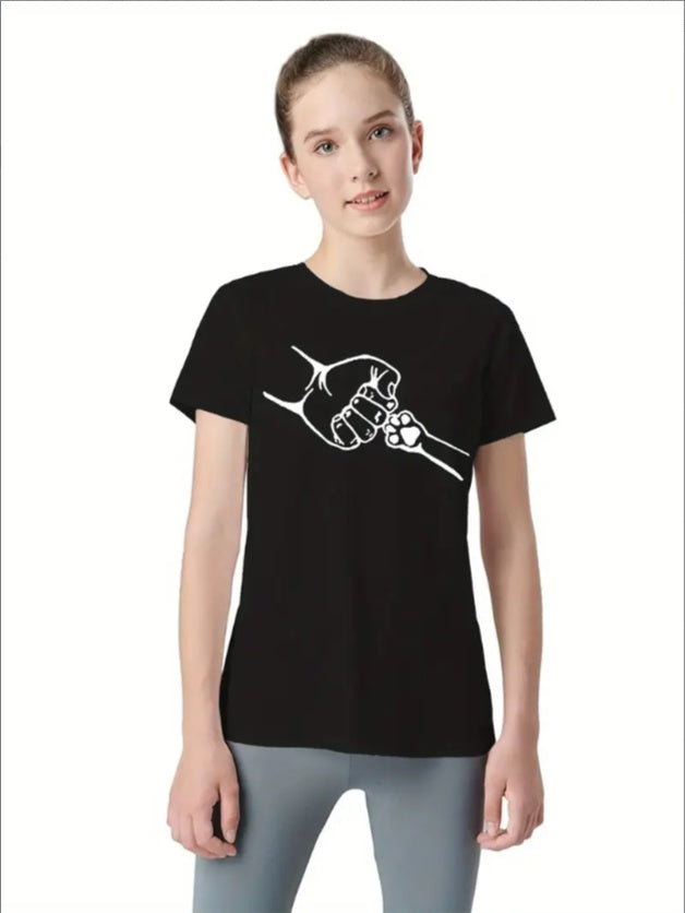Youth Crew Neck T-Shirt With My Little Cat Cartoon Graphic, Sports Style,  Top For Teens - Summer Wear