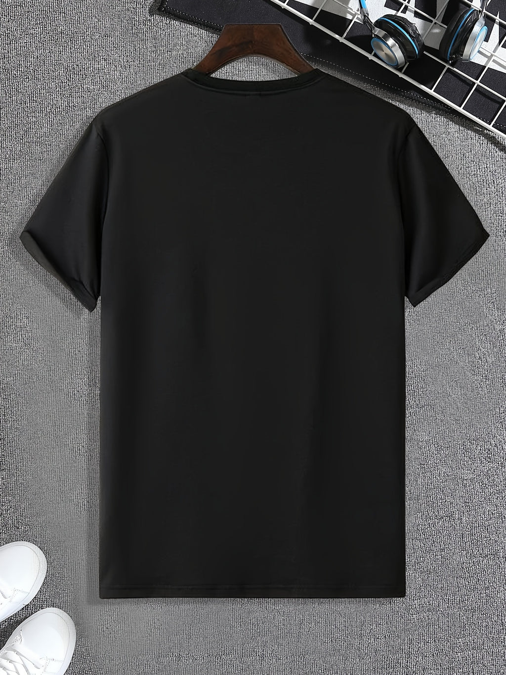 Cartoon Astronaut Pattern T-shirt, Summer Men's Casual Street Style Elastic Round Neck T-shirt