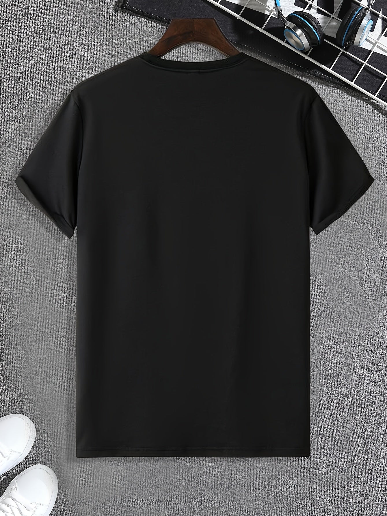 Cartoon Astronaut Pattern T-shirt, Summer Men's Casual Street Style Elastic Round Neck T-shirt