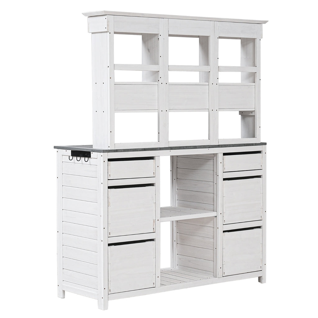 TOPMAX Garden Potting Bench Table - Rustic Design with Multiple Drawers