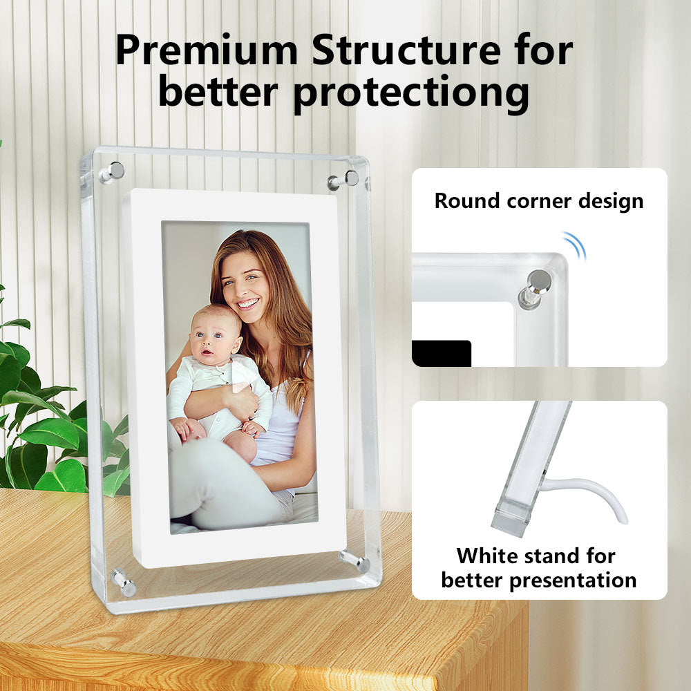 7 Inch WiFi Digital Photo Frame - 4GB IPS Acrylic Display