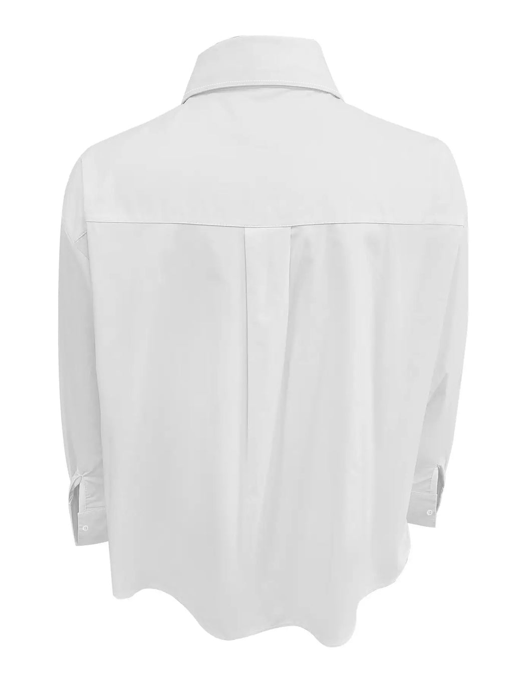 Plus Size Women's Elegant Casual Business Long Sleeve Shirt - Classic Collar Button-Up Blouse, Solid Color Non-See-Through Fabric,