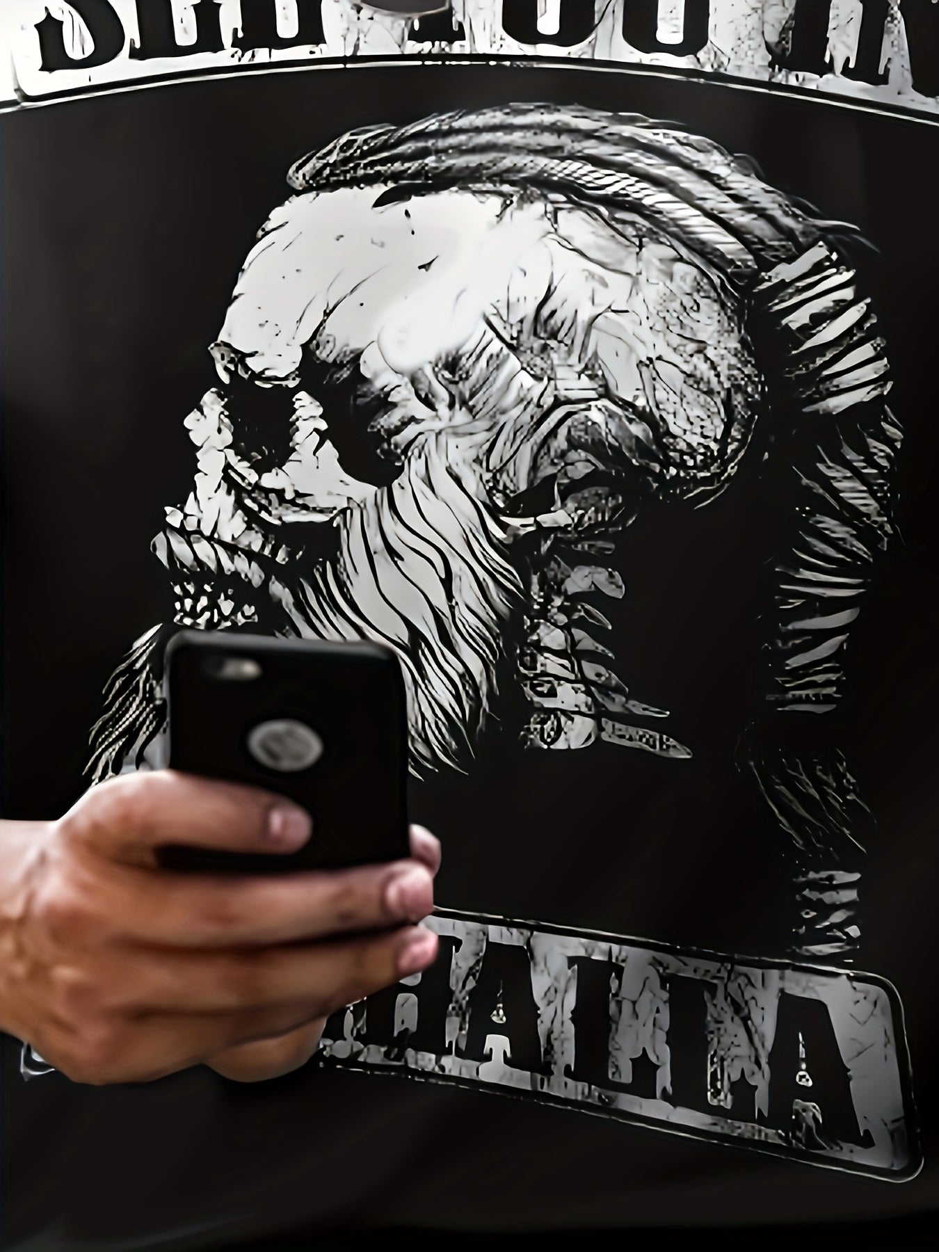 Skull And Alphanumeric Print Men's Cool Short Sleeved Round Neck T-shirt, Summer Outdoor