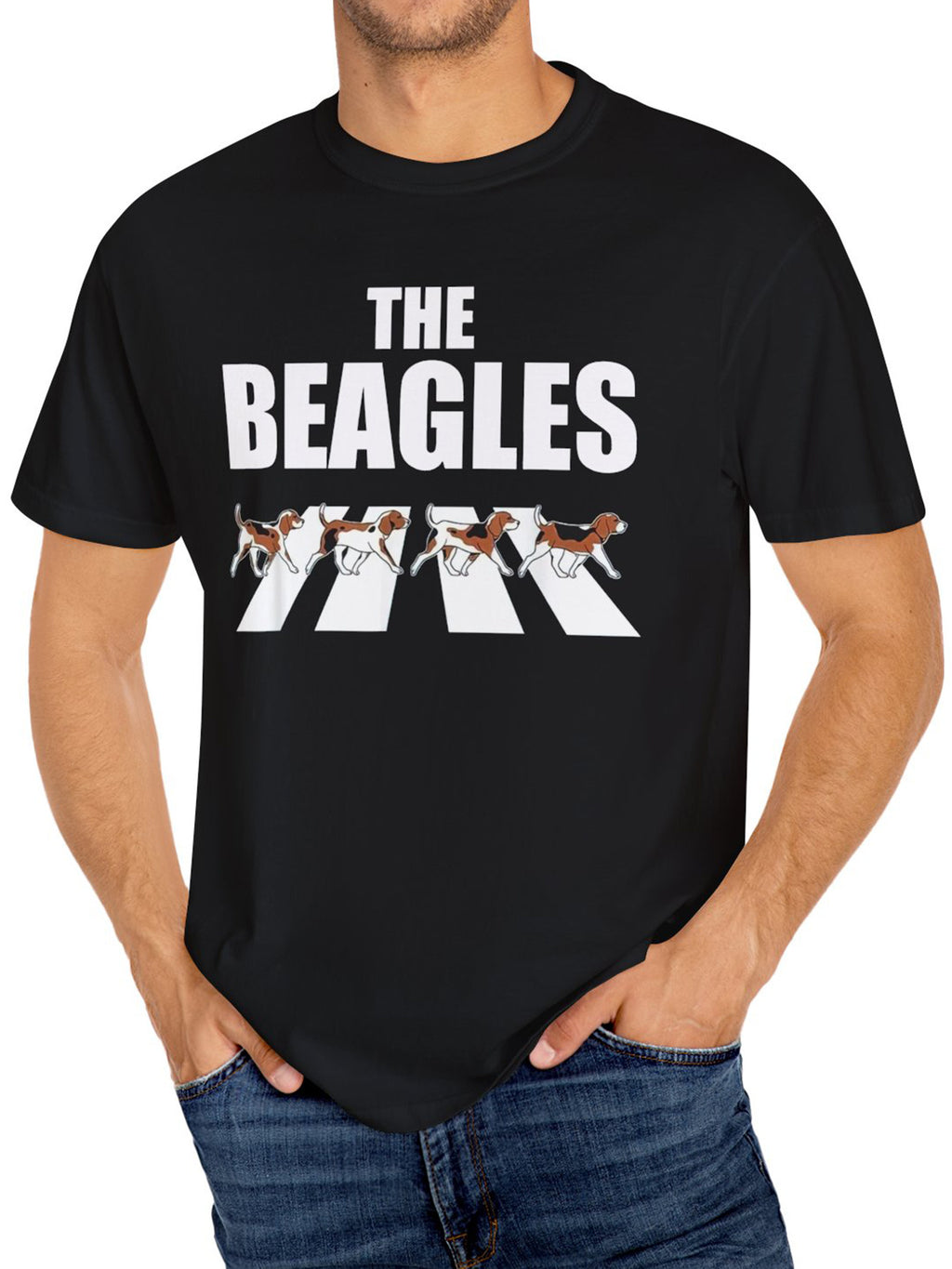 Fancy Beagles Printed Round Neck T-shirt, Fashionable Men's Short Sleeved Top, Men's Summer Comfortable T-shirt