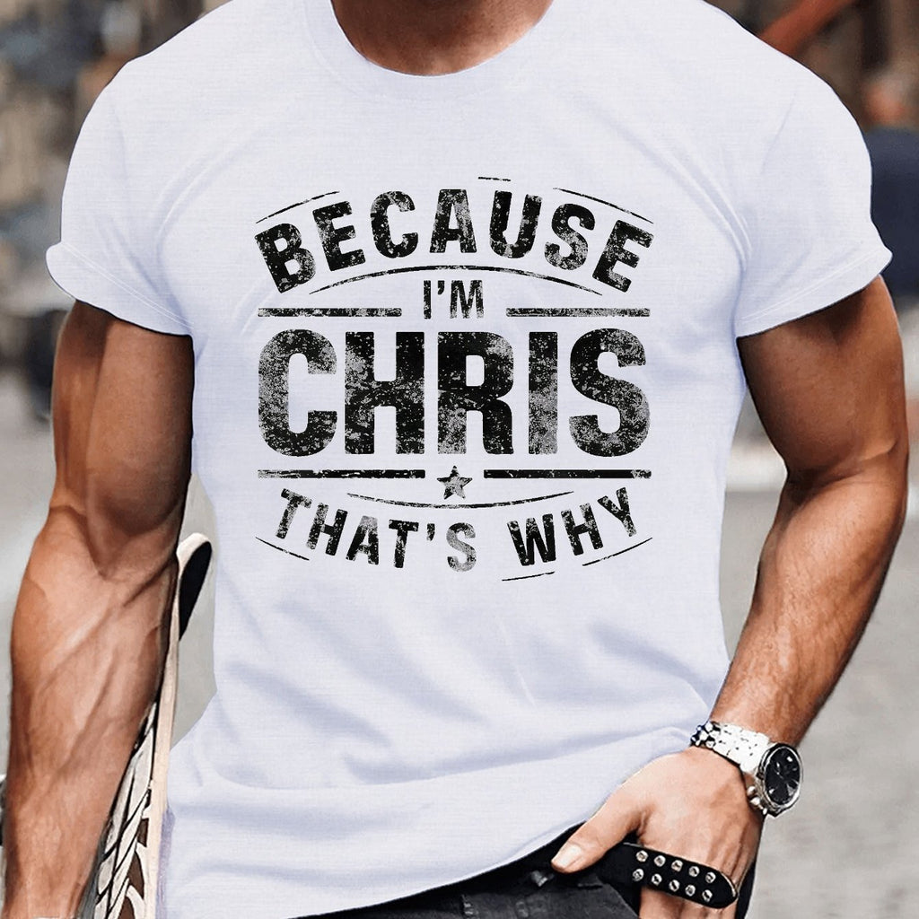 Chris Illustrated Printed Casual Short Sleeved T-shirt, Men's Round Neck Multifunctional Summer Outdoor Top