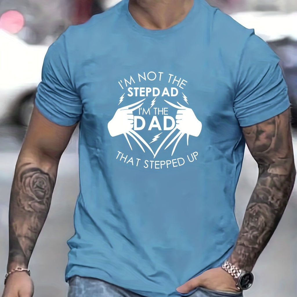 Stand Up Dad Stepfather T-shirt, Men's T-shirt, Summer, Spring, Autumn Casual Short Sleeved T-shirt, Top As Gifts